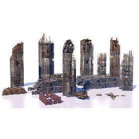 3D model Buildings and skyscrapers in ruins